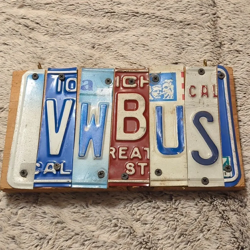 Handmade license plates shop, garage, man cave, she should, Auto Art VW Bus sign